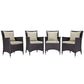 Modway P 4 Piece Set Convene Wicker Rattan Outdoor Patio, Four Dining Armchairs, Beige