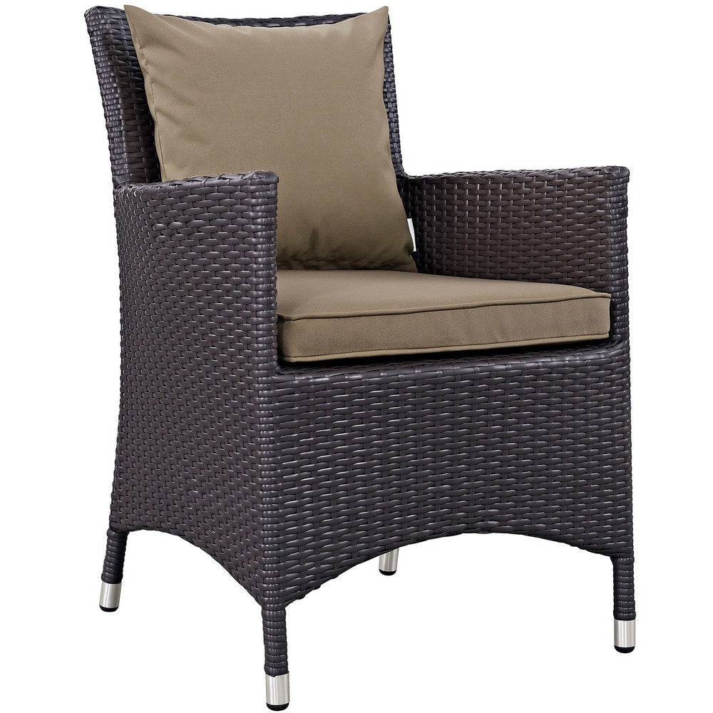 Modway P 4 Piece Set Convene Wicker Rattan Outdoor Patio Four Dining Armchairs Mocha MDY-EEI-2190-EXP-MOC-SET