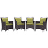 Modway P 4 Piece Set Convene Wicker Rattan Outdoor Patio, Four Dining Armchairs, Peridot