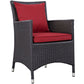 Modway P 4 Piece Set Convene Wicker Rattan Outdoor Patio Four Dining Armchairs Red MDY-EEI-2190-EXP-RED-SET