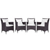 Modway EEI-2190-EXP-WHI-SET 4 Piece Set Convene Wicker Rattan Outdoor Patio, Four Dining Armchairs, White