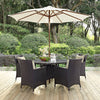 Modway Convene 7-pc Outdoor Patio Dining Set with Machine Washable Cushions in Espresso Beige MDY-EEI-2193-EXP-BEI-SET