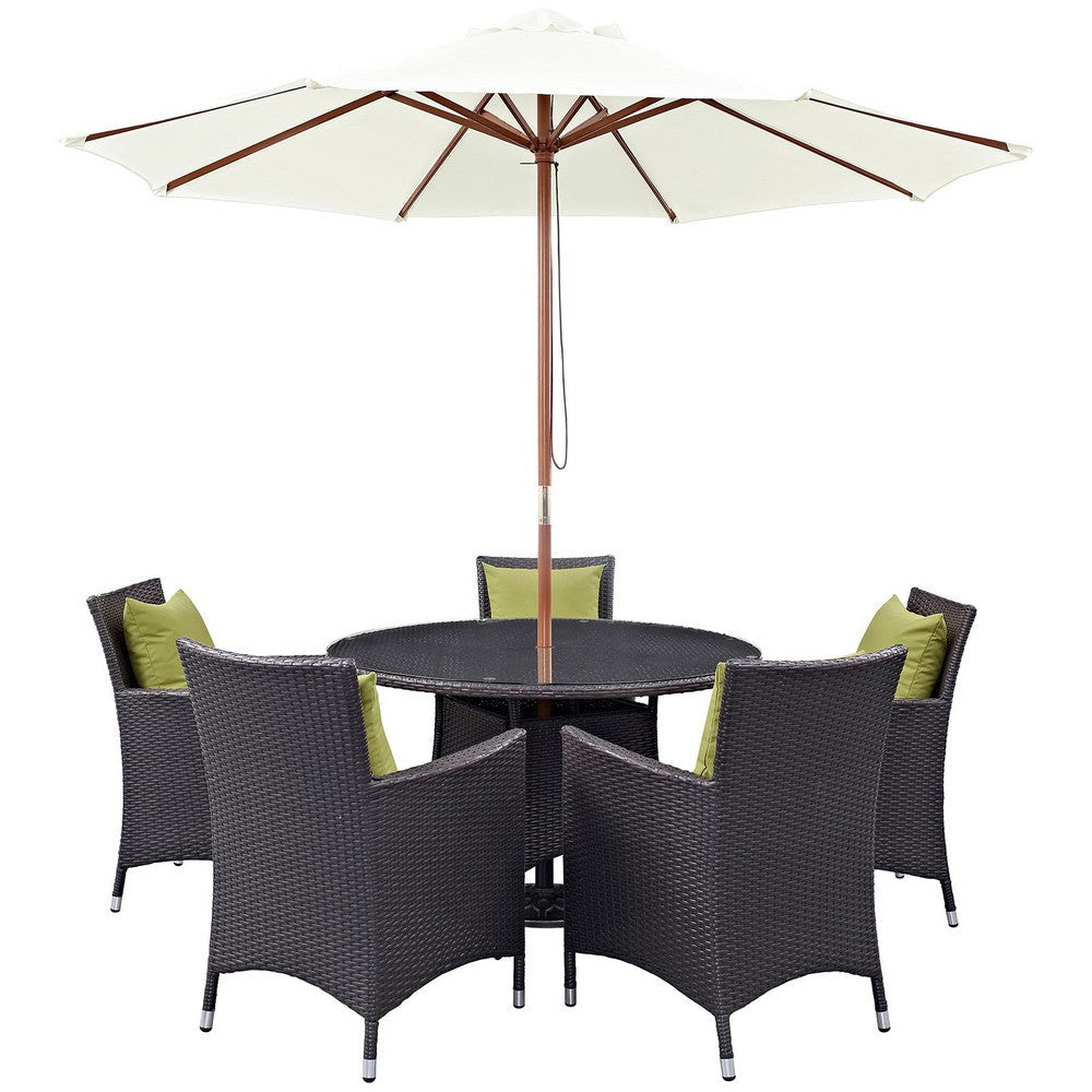 Modway Convene 7-pc Outdoor Patio Dining Set with Machine Washable Cushions in Espresso Peridot