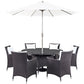 Modway Convene Wicker Rattan 8-Piece Outdoor Patio Dining Set in Espresso White