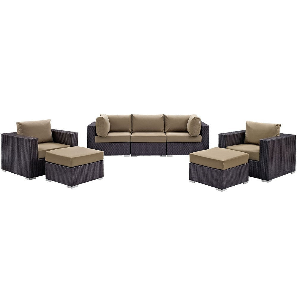 Modway Convene Collection 7-Piece Outdoor Patio Sectional Set in Espresso Mocha MDY-EEI-2200-EXP-MOC-SET