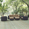 Modway Convene Collection 7-Piece Outdoor Patio Sectional Set in Espresso Mocha MDY-EEI-2200-EXP-MOC-SET