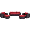 Modway Convene Collection 7-Piece Outdoor Patio Sectional Set in Espresso Red MDY-EEI-2200-EXP-RED-SET