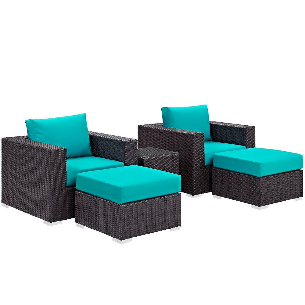 Convene 5 Piece Outdoor Patio Sectional Set MDY-EEI-2201-EXP-TRQ-SET