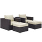 Modway Convene Wicker Rattan 4-Piece Outdoor Patio Furniture Set in Espresso Beige MDY-EEI-2202-EXP-BEI-SET