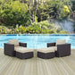 Modway Convene Wicker Rattan 4-Piece Outdoor Patio Furniture Set in Espresso Beige MDY-EEI-2202-EXP-BEI-SET