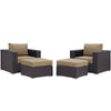 Modway Convene Wicker Rattan 4-Piece Outdoor Patio Furniture Set in Espresso Mocha