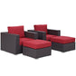 Modway Convene Wicker Rattan 4-Piece Outdoor Patio Furniture Set in Espresso Red MDY-EEI-2202-EXP-RED-SET