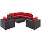 Modway Convene Wicker Rattan 8-Piece Outdoor Patio Sectional Sofa Furniture Set in Espresso Red MDY-EEI-2203-EXP-RED-SET