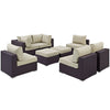 Modway Convene 8-pc Outdoor Patio Sectional Set with Synthetic Rattan Weave in Espresso Beige MDY-EEI-2204-EXP-BEI-SET