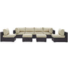 Modway Convene 8-pc Outdoor Patio Sectional Set with Synthetic Rattan Weave in Espresso Beige MDY-EEI-2204-EXP-BEI-SET