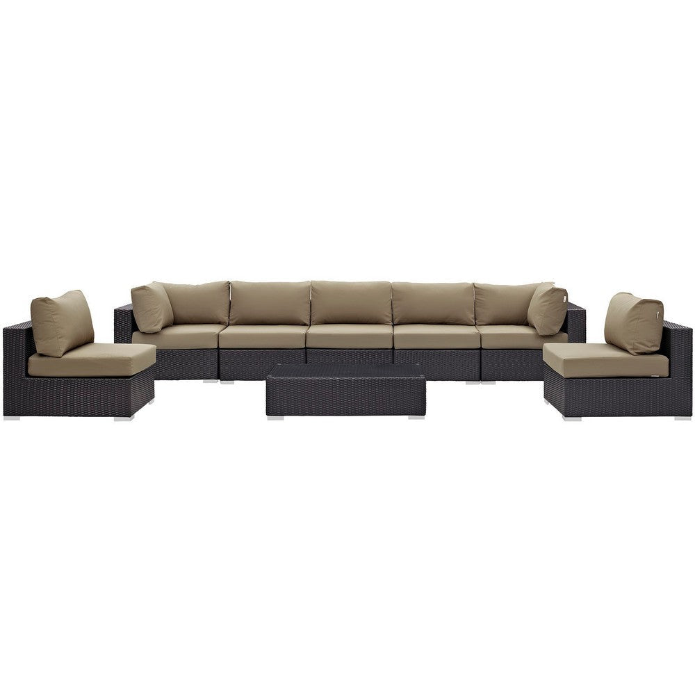 Modway Convene 8-pc Outdoor Patio Sectional Set in Espresso Mocha MDY-EEI-2205-EXP-MOC-SET