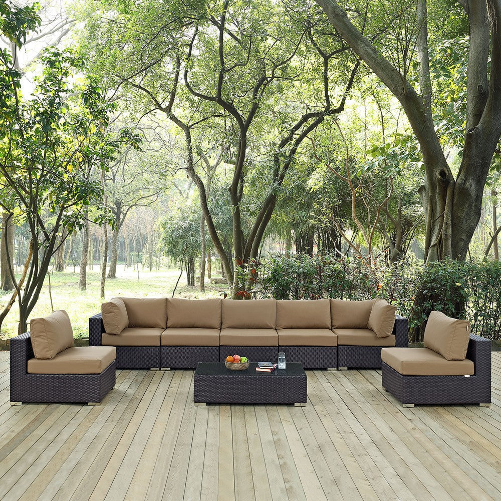 Modway Convene 8-pc Outdoor Patio Sectional Set in Espresso Mocha MDY-EEI-2205-EXP-MOC-SET