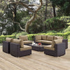 Modway Convene 8-pc Outdoor Patio Sectional Set in Espresso Mocha MDY-EEI-2205-EXP-MOC-SET