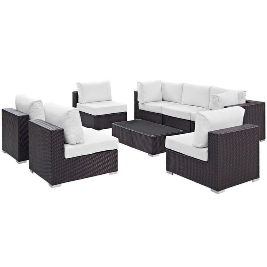 Modway Convene 8-pc Outdoor Patio Sectional Set in Espresso White