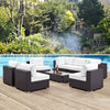 Modway Convene 8-pc Outdoor Patio Sectional Set in Espresso White MDY-EEI-2205-EXP-WHI-SET