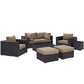 Modway Convene Collection 8-Piece Outdoor Patio Sectional Set in Espresso Mocha MDY-EEI-2206-EXP-MOC-SET