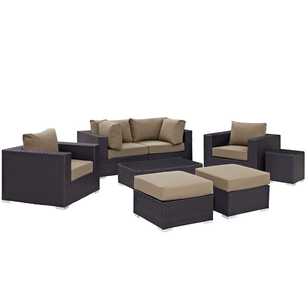 Modway Convene Collection 8-Piece Outdoor Patio Sectional Set in Espresso Mocha MDY-EEI-2206-EXP-MOC-SET