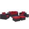 Modway Convene Collection 8-Piece Outdoor Patio Sectional Set in Espresso Red MDY-EEI-2206-EXP-RED-SET