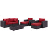 Modway Convene Collection 8-Piece Outdoor Patio Sectional Set in Espresso Red