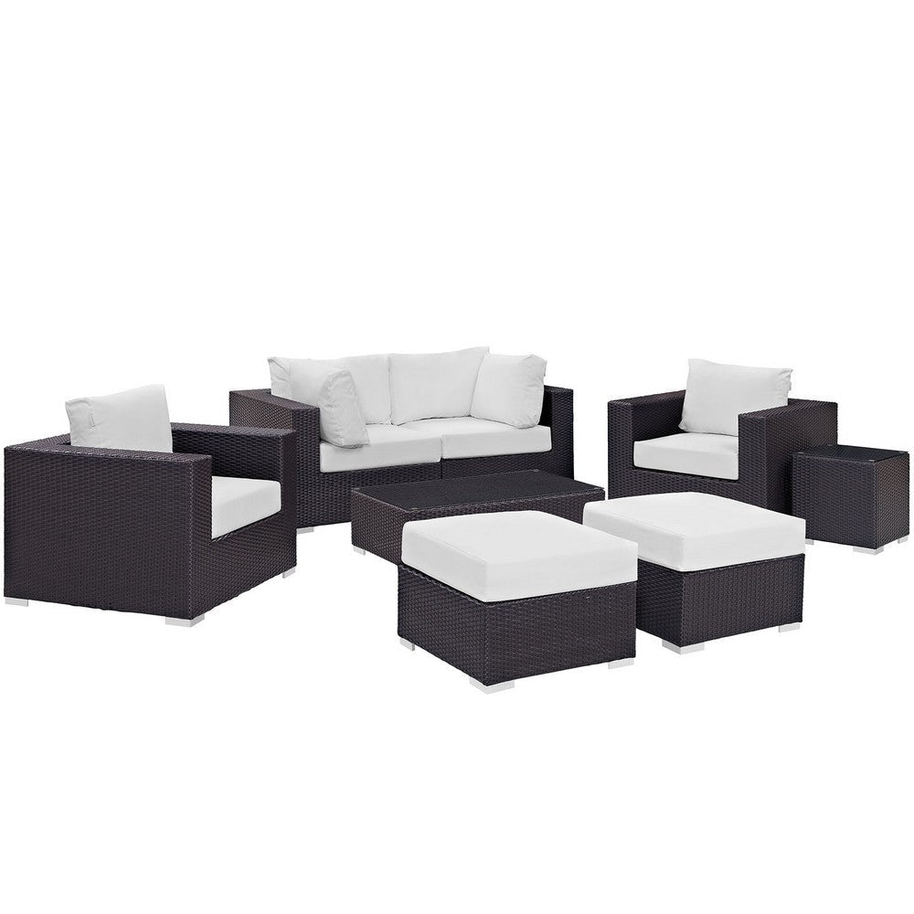 Modway Convene Collection 8-Piece Outdoor Patio Sectional Set in Espresso White MDY-EEI-2206-EXP-WHI-SET