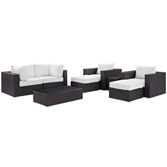 Modway Convene Collection 8-Piece Outdoor Patio Sectional Set in Espresso White