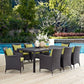 Modway Convene 9-pc Outdoor Patio Dining Set with Washable Cushion Covers in Espresso Peridot MDY-EEI-2217-EXP-PER-SET