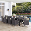 Modway Convene 11-pc Outdoor Patio Dining Set with Washable Cushion Covers in Espresso Beige MDY-EEI-2219-EXP-BEI-SET