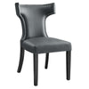 Modway Curve Mid-Century Modern Faux Leather Upholstered with Nailhead Trim, Dining Chair, Gray