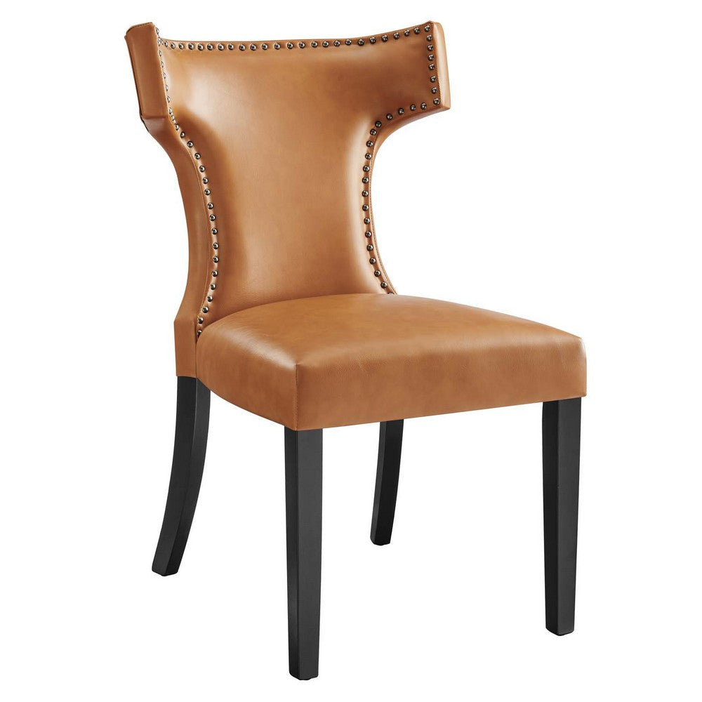 Curve Vegan Leather Dining Chair - No Shipping Charges MDY-EEI-2220-TAN