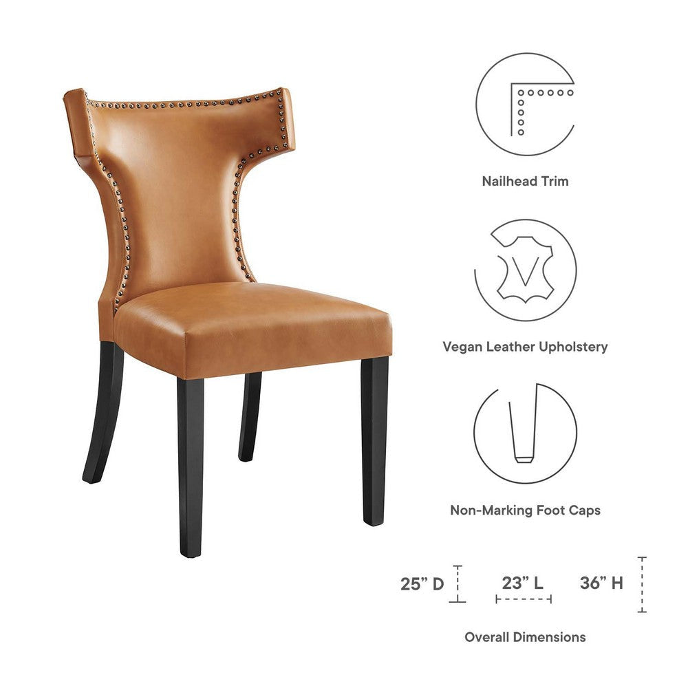 Curve Vegan Leather Dining Chair - No Shipping Charges MDY-EEI-2220-TAN