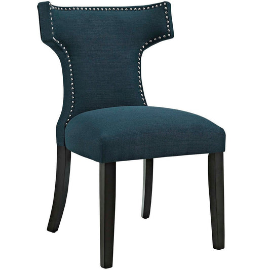 Modway Curve Mid-Century Modern Upholstered Fabric with Nailhead Trim in Azure, One Chair