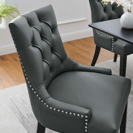 Modway Regent Modern Tufted Vegan Leather Upholstered Dining Chair with Nailhead Trim, Grey