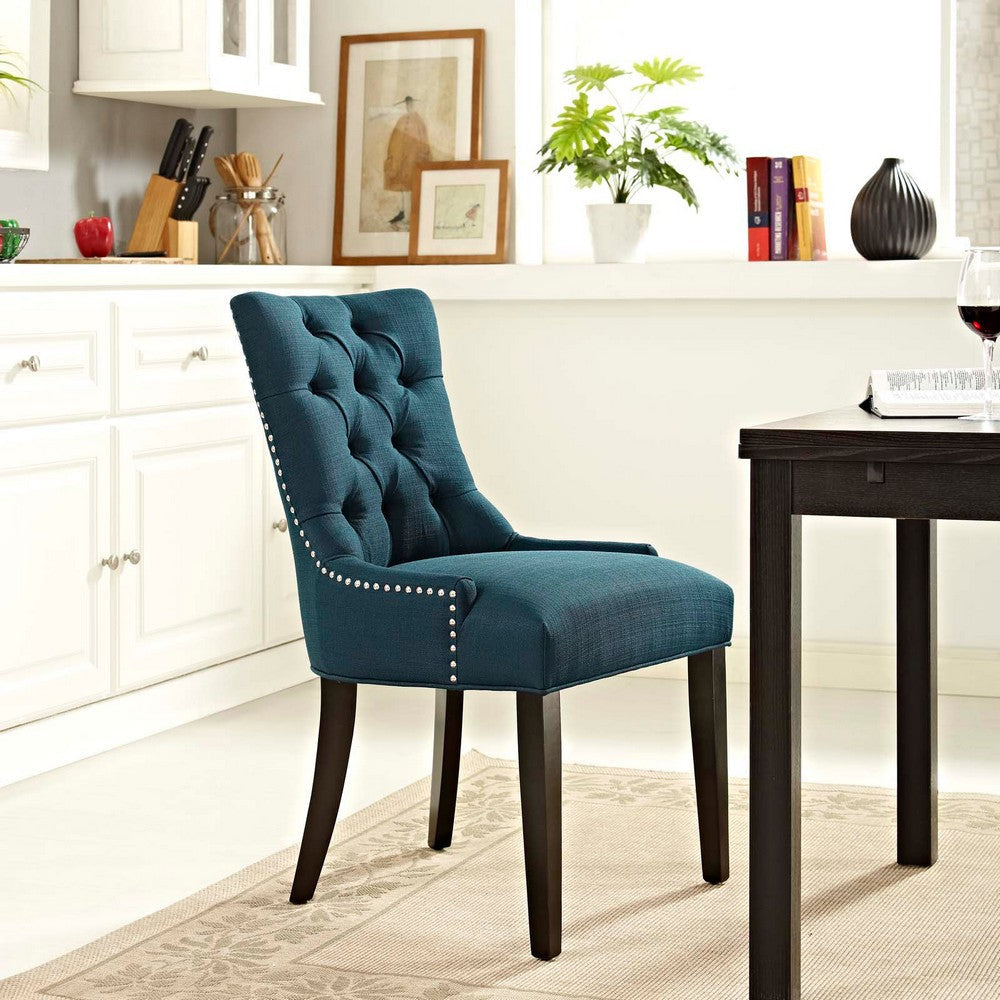 Modway Regent Modern Elegant Button-Tufted Upholstered Fabric with Nailhead Trim, Dining Side Chair, Azure