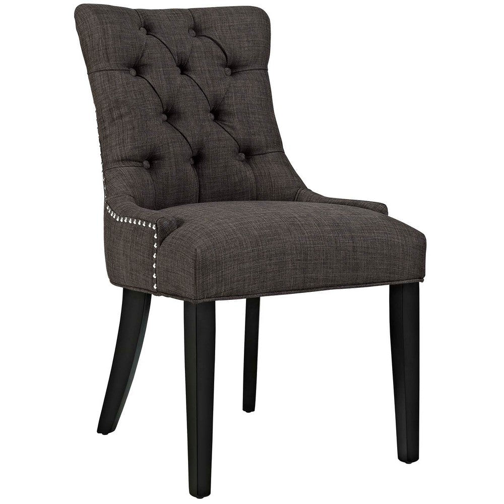 Modway Regent Modern Elegant Button-Tufted Upholstered Fabric With Nailhead Trim, Dining Side Chair, Brown