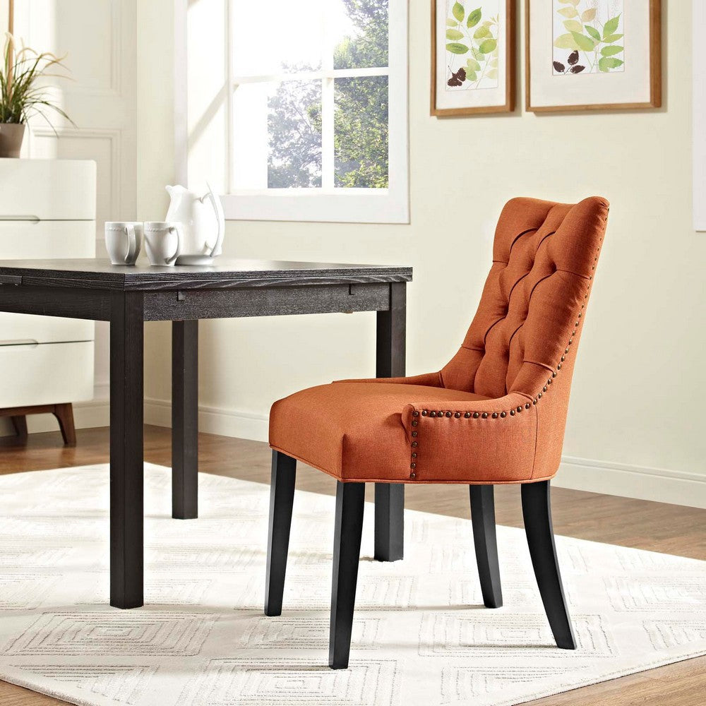 Modway Regent Modern Elegant Button-Tufted Upholstered Fabric with Nailhead Trim, Dining Side Chair, Orange