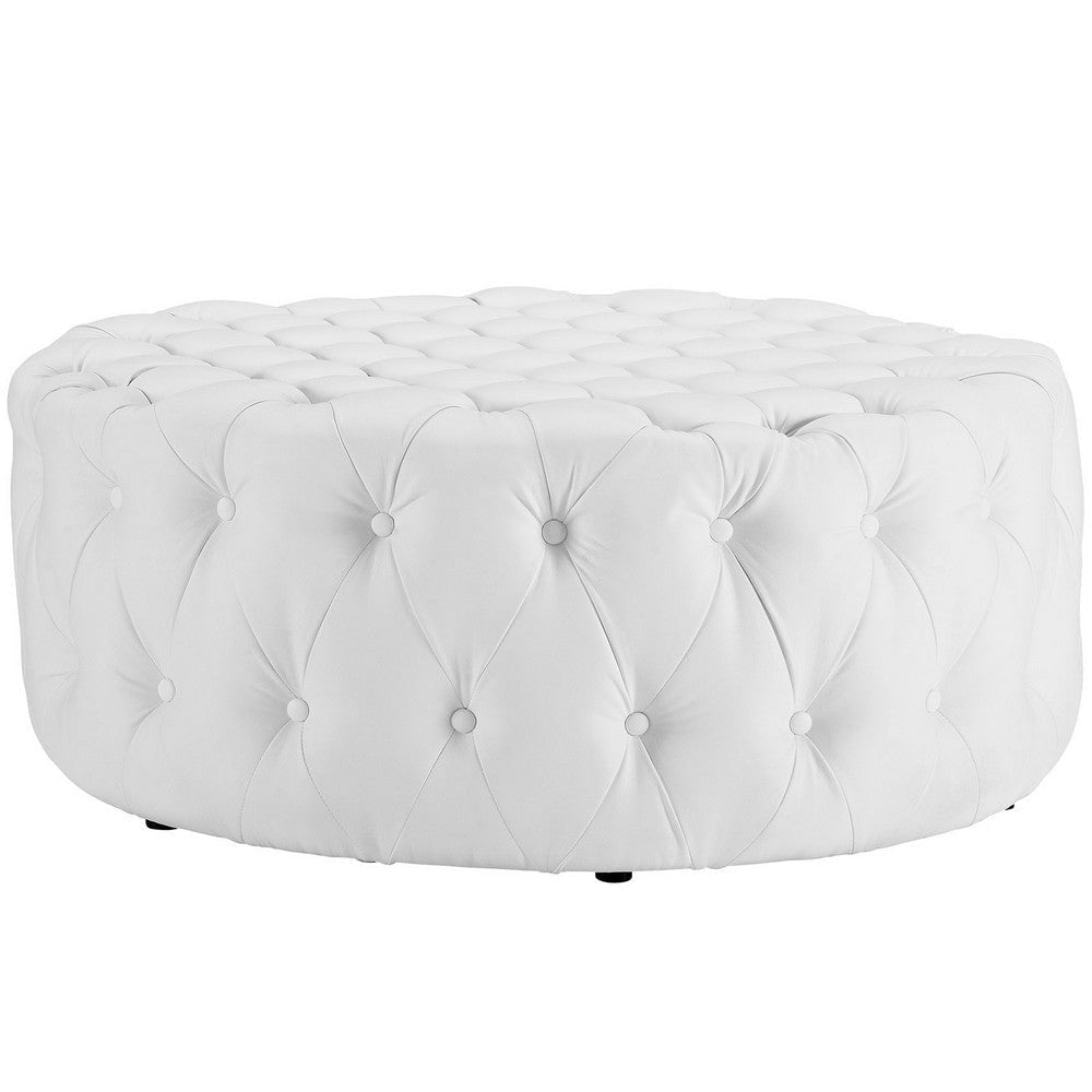 Amour Upholstered Vinyl Ottoman White - No Shipping Charges MDY-EEI-2224-WHI