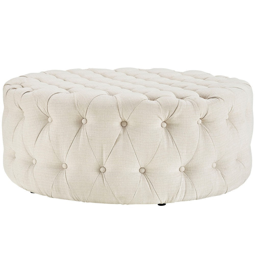 Amour Upholstered Fabric Ottoman Beige - No Shipping Charges MDY-EEI-2225-BEI