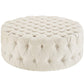 Amour Upholstered Fabric Ottoman, Beige - No Shipping Charges