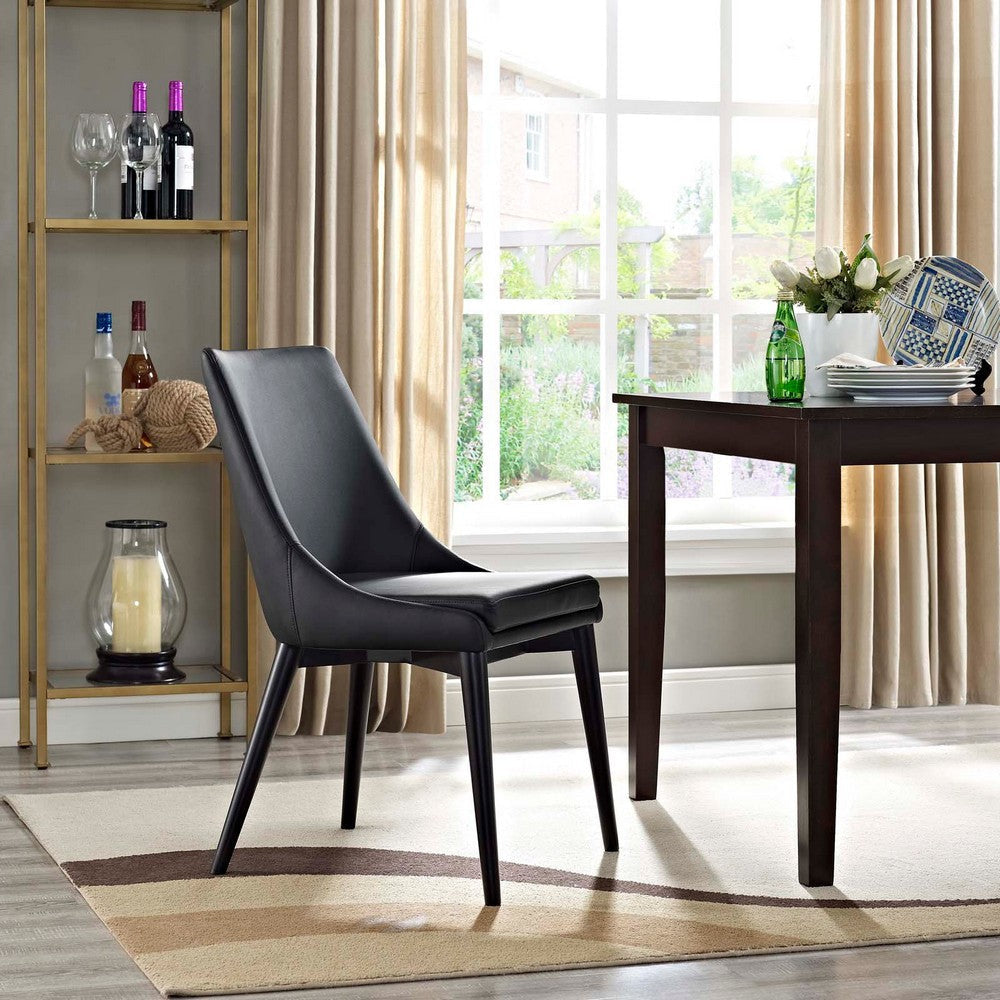 Modway Viscount Mid-Century Modern Faux Leather Upholstered Kitchen and Dining Room Chair in Black