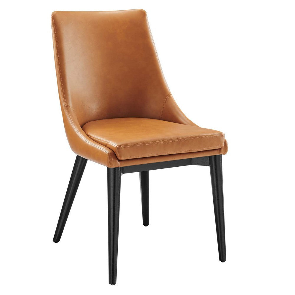 Modway Viscount Mid-Century Modern Faux Leather Upholstered, Dining Chair, Tan