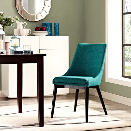 Modway Viscount Mid-Century Modern Upholstered Fabric Kitchen and Dining Room Chair in Teal