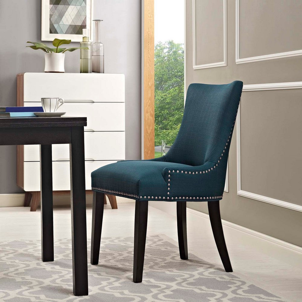 Modway Marquis Modern Upholstered Fabric Dining Chair with Nailhead Trim in Azure