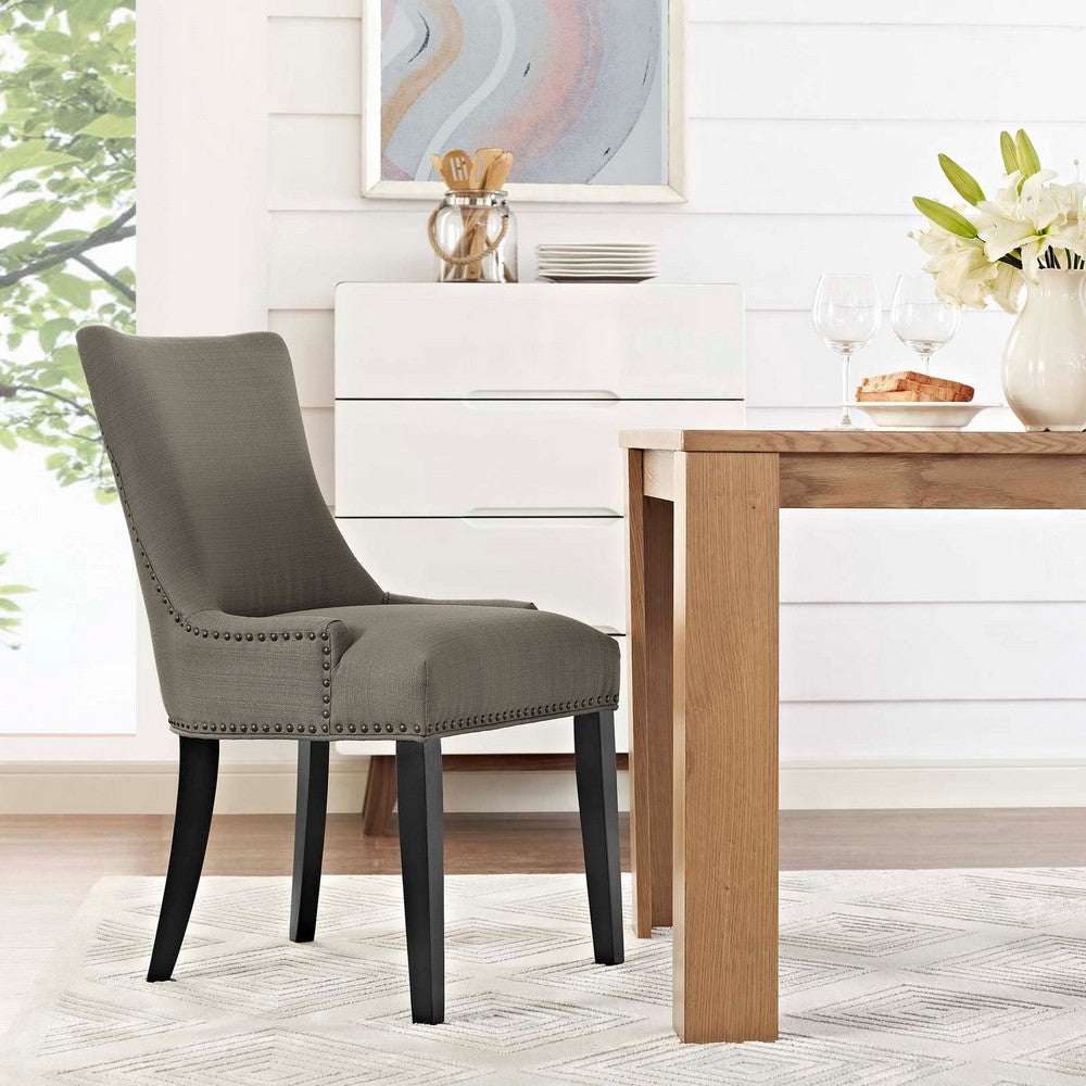 Modway Marquis Modern Upholstered Fabric Dining Chair with Nailhead Trim in Granite