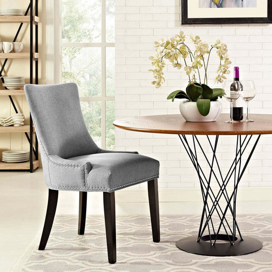 Modway Marquis Modern Upholstered Fabric Dining Chair with Nailhead Trim in Light Gray