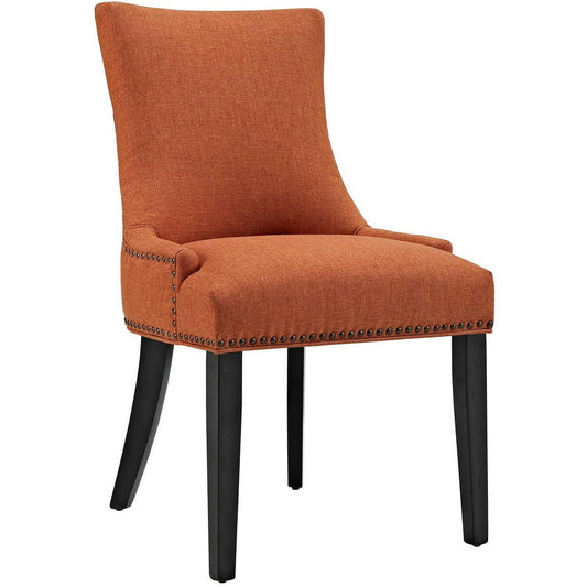 Modway Marquis Modern Upholstered Fabric Dining Chair with Nailhead Trim in Orange